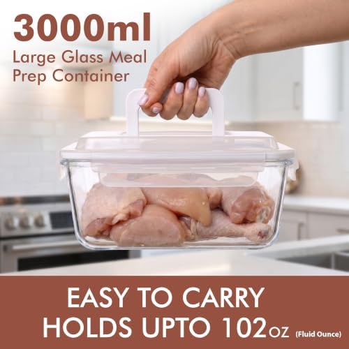 Razab 3000 ml / 102 oz Airtight Borosilicate Large Glass Container with Lid