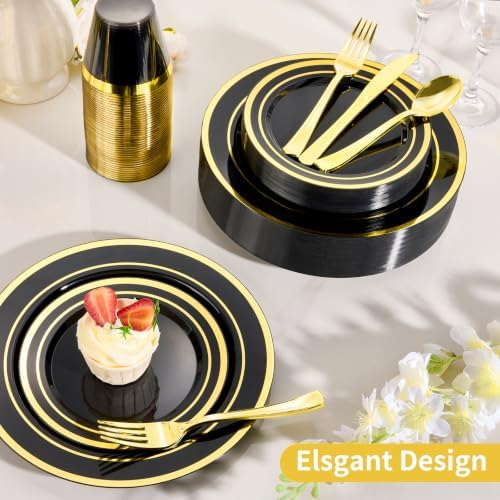 Goodluck 600 Pieces Black Plates for 100 Guests