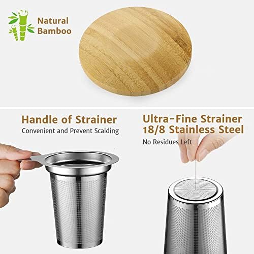 glastal Double Wall Tea Infuser Mug with Infuser 14.5oz for Loose Leaf Tea