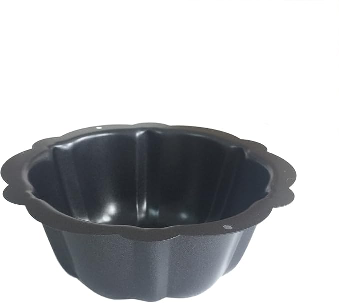 4 Inch Fluted Tube Cake Pan, Nonstick Mini Kugelhopf Mold, Carbon Steel Fluted Baking Cake Pans, Metal Round Pumpkin Shaped Mould for Muffin, Brownie, Pudding - Black, Set of 4