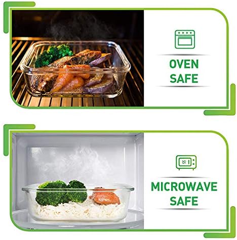 Prep Naturals Glass Meal Prep Containers - Oven, Microwave & Freezer Safe - Leakproof Airtight Glass Storage Containers with Lids - For Food Prep & Lunch - Pack of 10, 36 Oz, Square