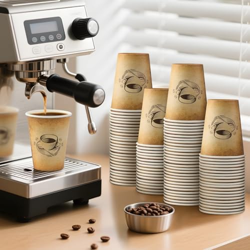 Clawsoff 300 Pack 12oz Disposable Paper Coffee Cups Retro Design