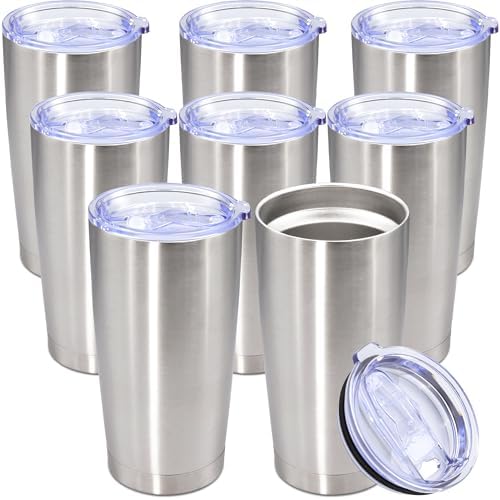20oz Tumbler Stainless Steel Tumbler Coffee Tumbler with Lid SS, 8P