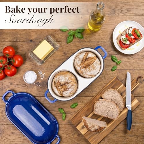 Mini Enameled Cast Iron Bread Loaf Pot with Lid, 6-Inch Double Dutch Oven