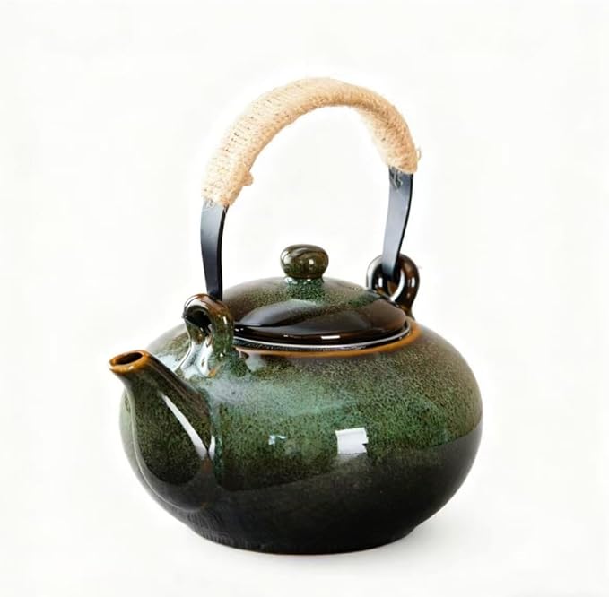 Japanese Teapot with Infuser Ceramic Tea Pot with Removable Stainless Steel Fliter for Loose Tea 25 OZ/750ml Teapots for Tea Coffee Milk Herbal tea for Office Home Men Women as Gift,green