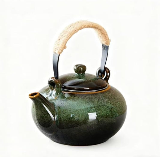Japanese Teapot with Infuser Ceramic Tea Pot with Removable Stainless Steel Fliter for Loose Tea 25 OZ/750ml Teapots for Tea Coffee Milk Herbal tea for Office Home Men Women as Gift,green