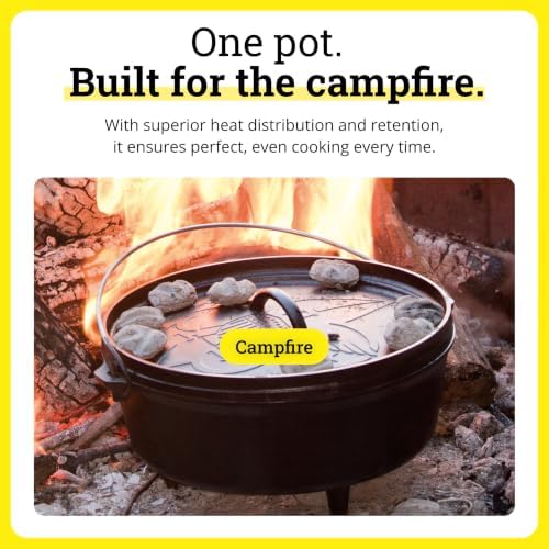 Lodge Pre-Seasoned Cast Iron Camp Dutch Oven, Scouting America, 6 Quart