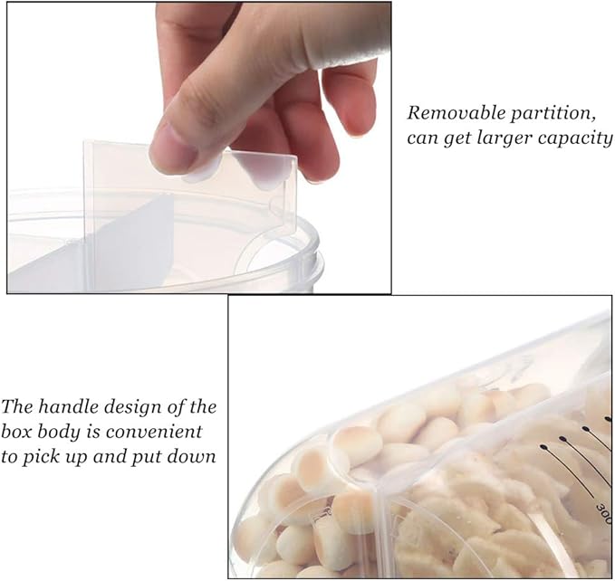 Airtight Kitchen Food Storage Container, Leak-Proof BPA Free Plastic Plastic Dry Cereal Dispensers Containers with Durable Lids for Flour, Sugar, Rice (2500ml 4 Color-4 Grid)