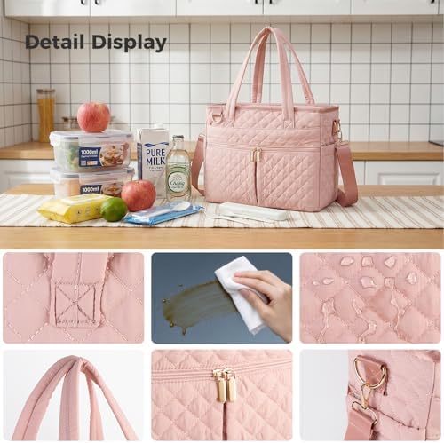 Large Lunch Box for Women, Insulated Lunch Bag for Work, Pink