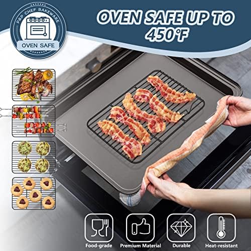 P&P CHEF 9.7" x 7.3" Cooling Baking Wire Racks Pack of 2, Black