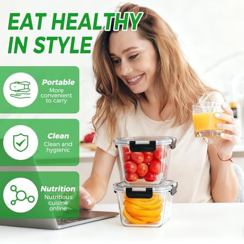 Glass Soup Containers with Lids, 32oz/4 Cup, 4Pack