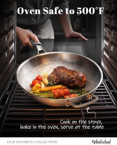 Titanium Wok pans for cooking,13in Pure Titanium Hammered Pro pans, Non Stick Skillet for Cooking, Non-Toxic, PFAS/PFOA/PTFE Free Cookware, Dishwasher&Oven Safe, Kitchen Induction Compatible