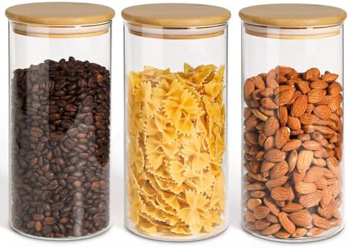 ComSaf Glass Storage Containers with Lids 1.5 Qt, Set of 3 Food Storage Jar