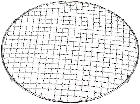 HARFINGTON Round Cooking Rack 12-inch 201 Stainless Steel Cross Wire Barbecue Grill Net with 20mm Legs for Cooking Baking Steaming BBQ