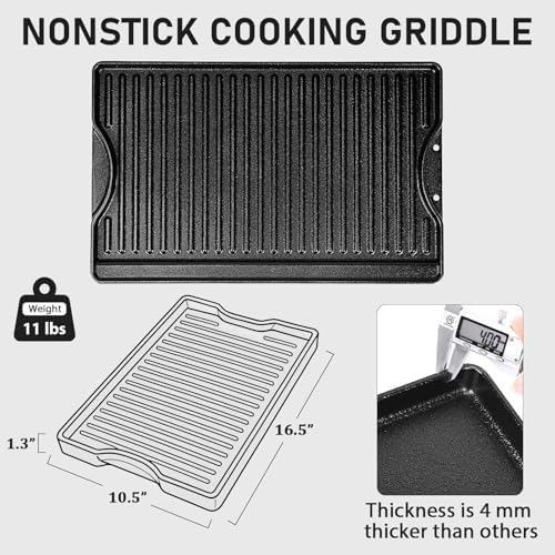 Utheer Nonstick Reversible Cast Iron Griddle 16.5" x 10.5"