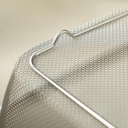 18/8 Stainless Steel Fine Mesh Strainer Basket with Feet, Rectangular Colander for Vegetables, Fruits, Pasta, Noodles – Rustproof, Durable & Easy to Clean (11.02 inch)