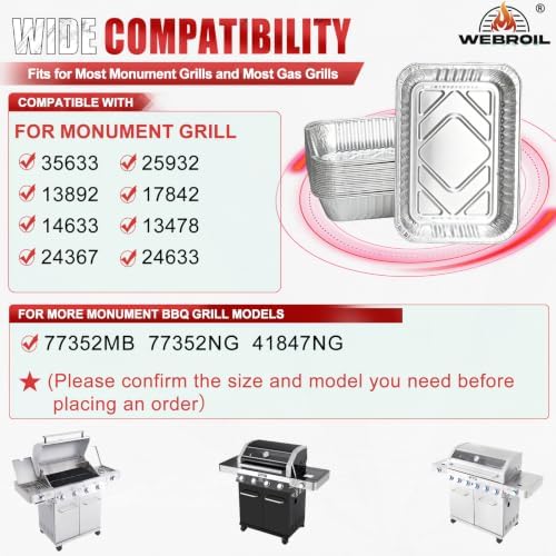 20 Pack Drip Pans Liners for Most Monument Grills 24367 13762 Accessories