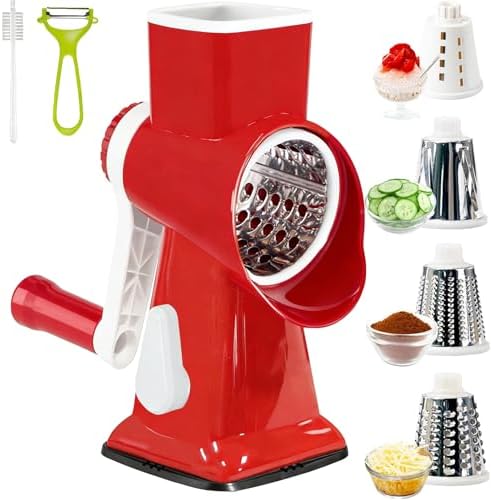 KalraMay Rotary Cheese Grater with Handle, Multifunctional Cheese Shredder