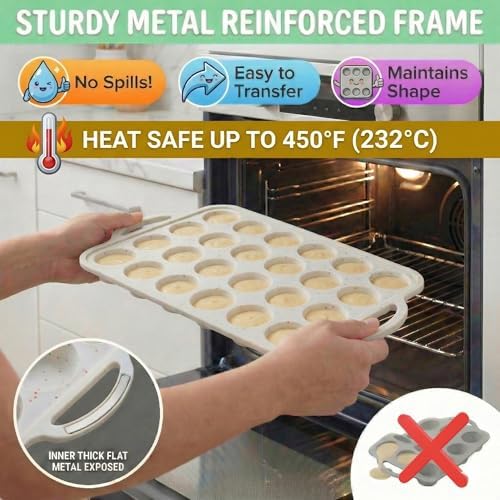 Silicone Mini Muffin Pan for Baking, 24 Cup 1 Pack, BPA-Free Muffin Tin