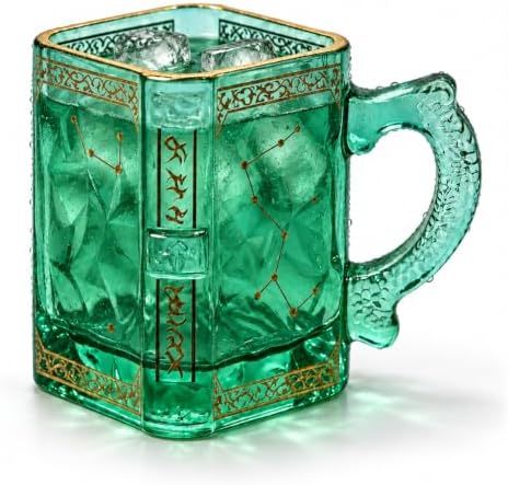FACE N FACE Spellbook Glass Mug with Dragon Handle, Green