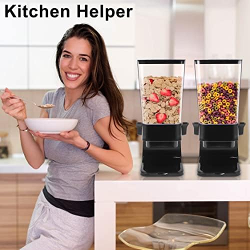 Cereal Dispenser Countertop with lids, Organization and Storage Containers for Kitchen and pantry, 5L Rice Dispenser for Cereal, Beans, Grains, Nuts, Snack,Oatmeal, Dog Food, Bird Seed, Black, 2Pc