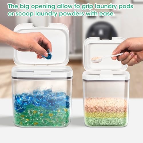 2 Pack Laundry Pods Container with One-Click Pop-up Lid 95 oz + 68 oz