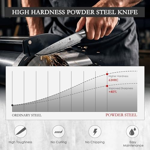 Steak Knives Set of 6, Powder Steel Steak Knife Set