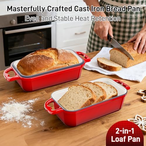Enameled Cast Iron Dutch Oven for Sourdough Bread Baking-Red