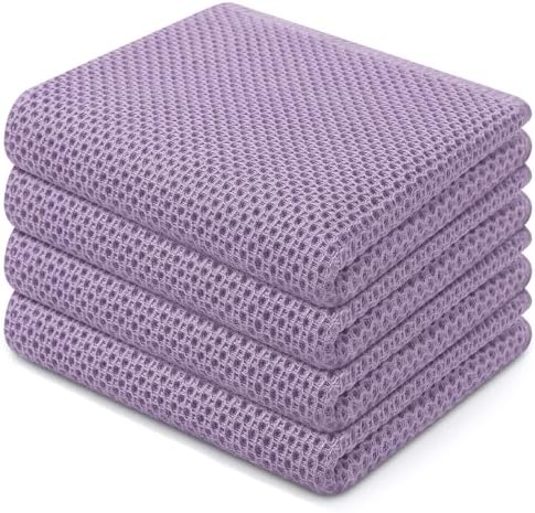 Homaxy 100% Cotton Waffle Weave Kitchen Dish Towels 4-Pack, Lavender
