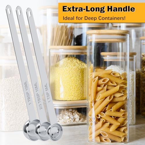 2PCS 2/3TBSP(10ml) Extra Long Handle Measuring Spoon, 18/8 Stainless Steel