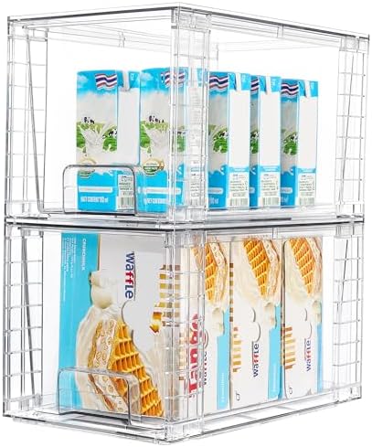 Vtopmart 4 Pack Stackable Clear Pantry Storage Drawers, Large