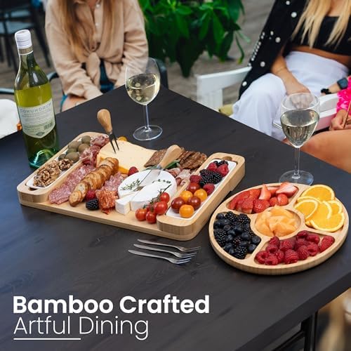 Charcuterie Boards Set, Bamboo Cheese Tray with Serving Accessories