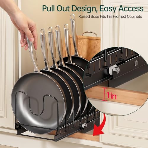 PanPanPal Pull Out Pots and Pans Organizer Under Cabinet, 1 Pack 8 Dividers