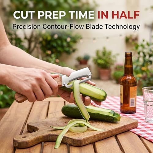Premium Kitchen Peeler with Bottle Opener,Thickened by 1.8mm&420J2-Equivalent High-Carbon Stainless Steel Blade Multi-functional Peelers for Fruit&Vegetable with Wooden Handle,Right-Hand use [2 Pack]