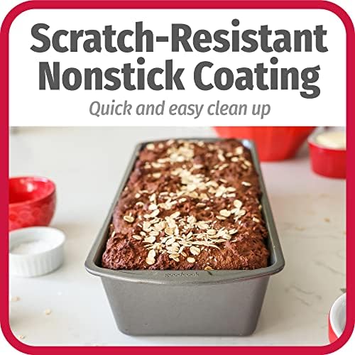 GoodCook Nonstick Loaf Pan Extra-Large Heavy-Duty with Easy-Clean Non-Stick Coating, Oven & Dishwasher Safe Pan for Meatloaf Breads Cakes Lasagnas Casseroles & More, 13 x 5-Inch, Gray (Pack of 2)