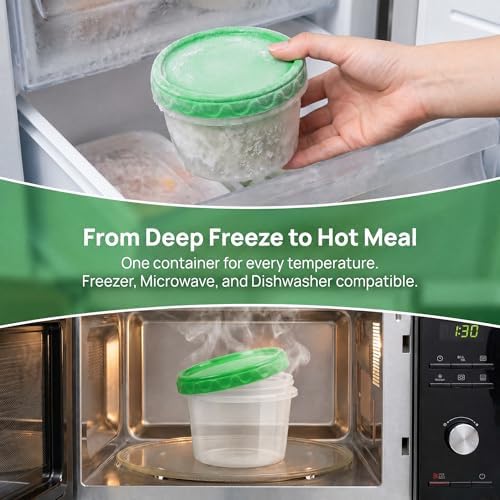 EONJOE 16oz Plastic Freezer Food Soup Containers with Lids, 2 Cup, 12pcs