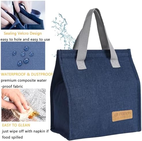 Lunch Bag for Women/Men,Waterproof Reusable Portable Lunch Tote,Lunch Box Bag.Thermal Cooler Bag Ideal for Work/Party/l/Travel/Picnic (Light Blue)