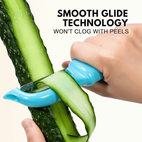 Rainspire Vegetable Peeler Potato Peelers for Kitchen, Sharp Stainless Steel Blades Veggie, Comfortable Handle Fruit Peeler, Carrot Peeler Apple Peeler Dishwasher Safe, Blue, 1-Pack