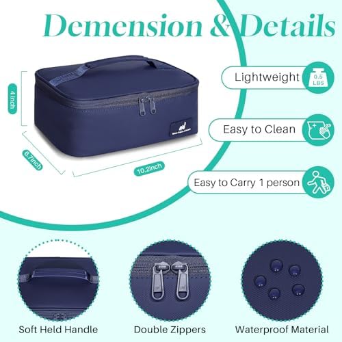 NOL Insulated Lunch Bag for Adults – Compact Cooler Lunch Box with Food-Grade Lining, Waterproof Lunch Bag for Work, Travel | Portable Thermal Meal Tote with Handle,Navy blue