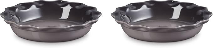 Le Creuset Stoneware Set of 2 Heritage Fluted Pie Dish, 9", Oyster
