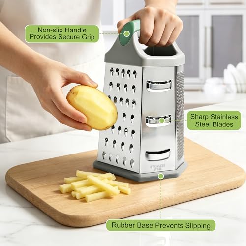 Box Grater for Kitchen 6 Sided