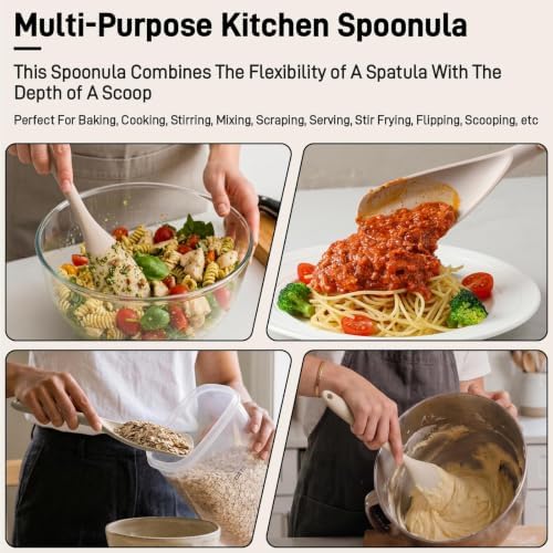 3 PACK Silicone Cooking Spatula & Spoon for Nonstick Cookware