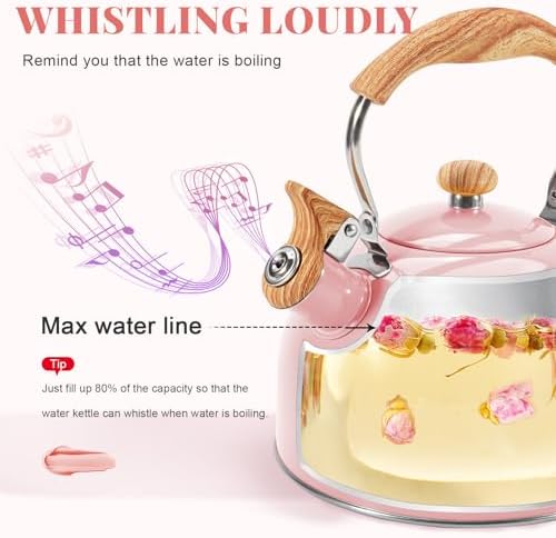 GGC Whistling Tea Kettle for Stove Top, 85OZ/2.6QT Stainless Steel Tea Pot