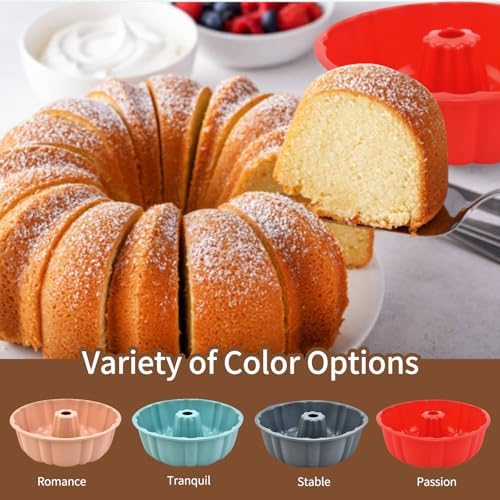 2 Pack Silicone Cake Pan,Jello Moldes Para Gelatinas，10 Inch, Pink+Blue