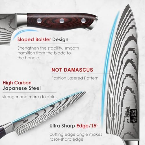 SHAN ZU Japanese Chef Knife Set 5 PCS, High Carbon Stainless Steel