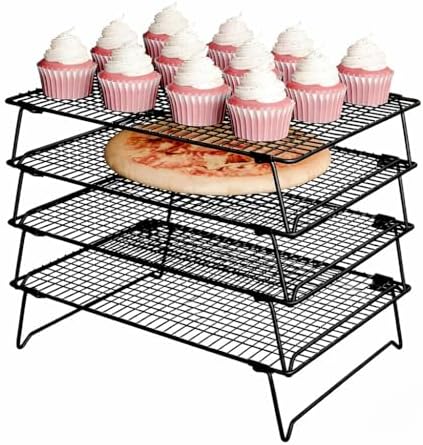 4PCS Cooling Racks for Baking and Cooking 16"x10" Stackable Cookie Rack
