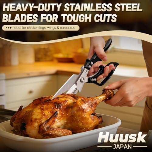 Huusk Kitchen Scissors All Purpose, Multifunction Poultry Shears Heavy Duty