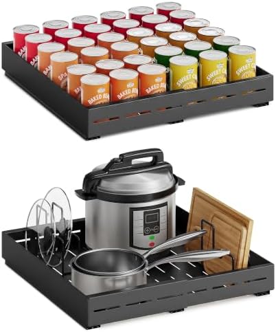 SONGMICS Pull Out Cabinet Organizers, Expandable Carbon Steel Drawers