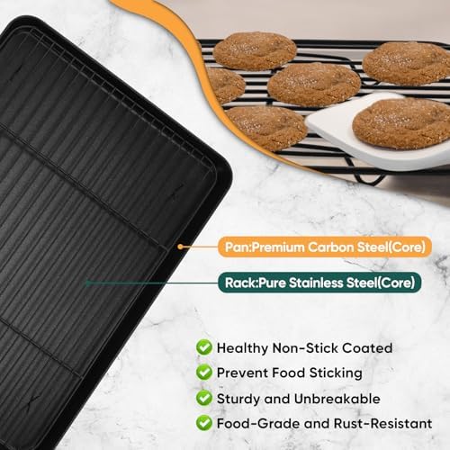 P&P CHEF Nonstick Baking Oven Pan with Rack for Cookie, 16 x 12 Inch