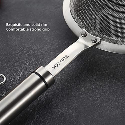 Stainless Steel Fine Mesh Strainers for Kitchen, Colander-Skimmer with Handle, Sieve Sifters for Food, Tea, Rice, Oil, Noodles, Fruits, Vegetable 4.73 inch